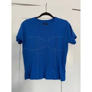 $120 New Michael Lauren Corset Stitch Tee - Blue - small